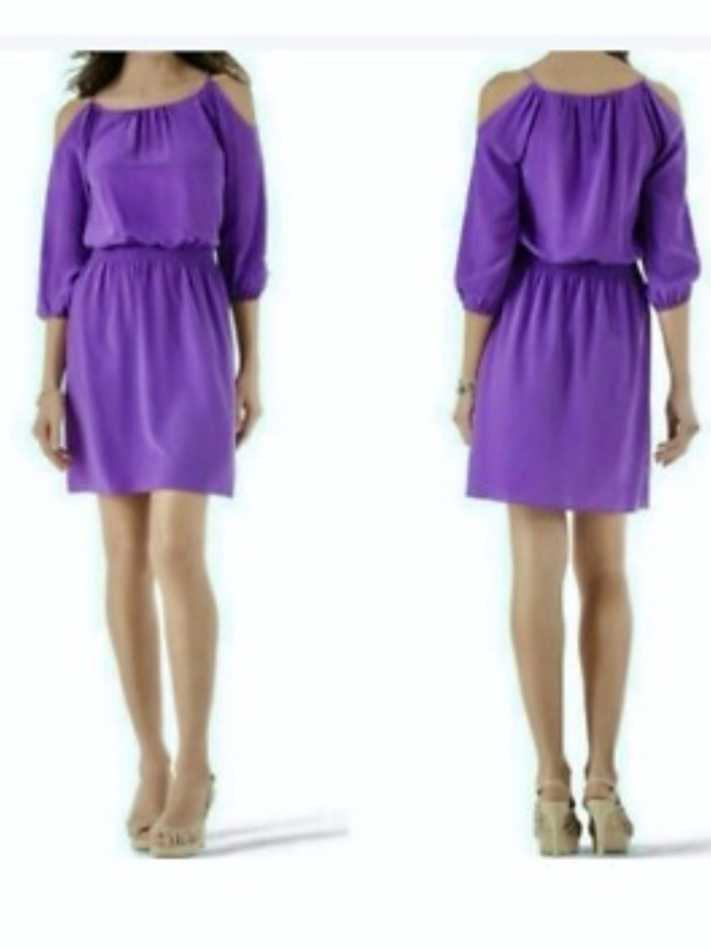 White House Black Market Purple Cold-Shoulder Mini Dress